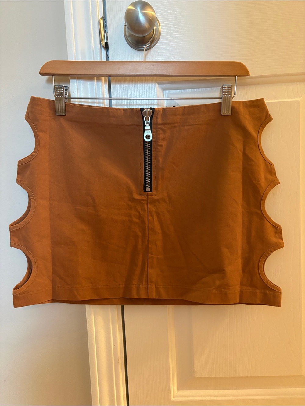 The Ragged Priest Cutout Mini Skirt in Rust